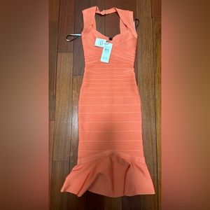 Herve Leger sherbet color dress